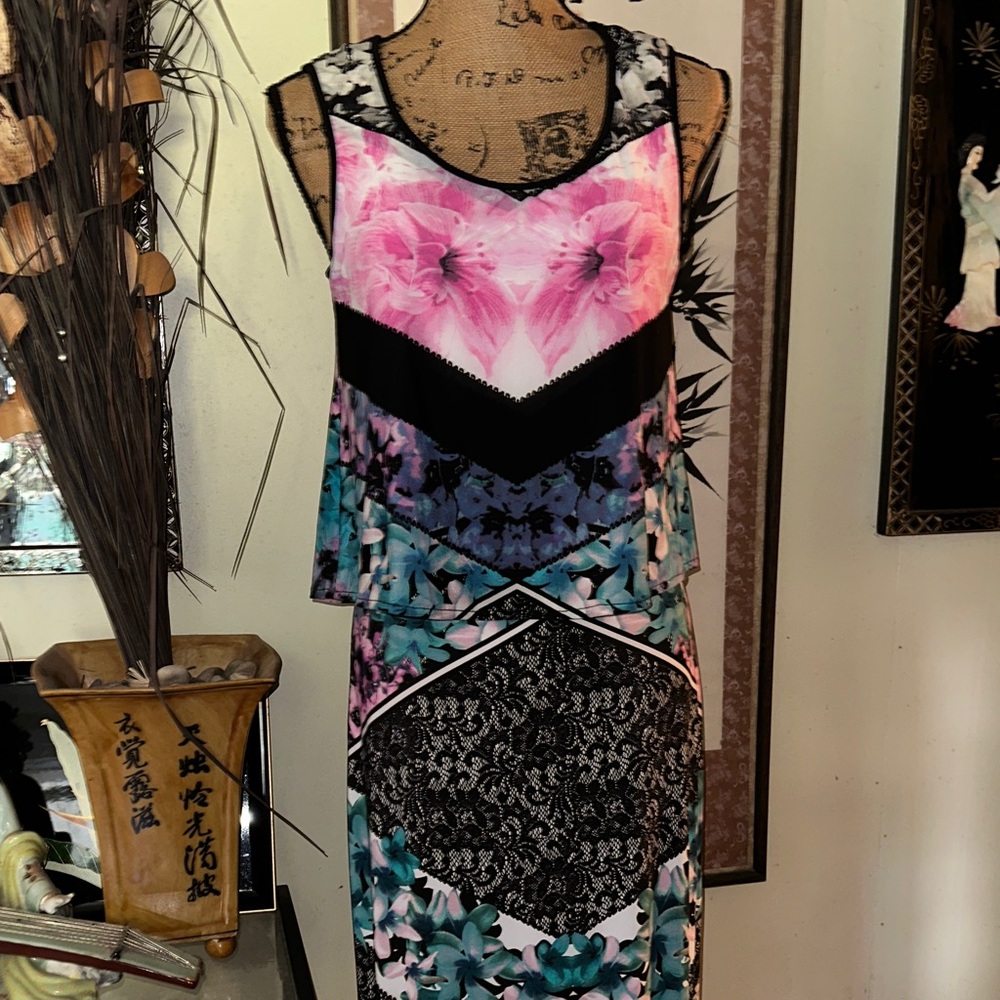 Beige by eci Floral Maxi Dress - Pink, Black, Blue